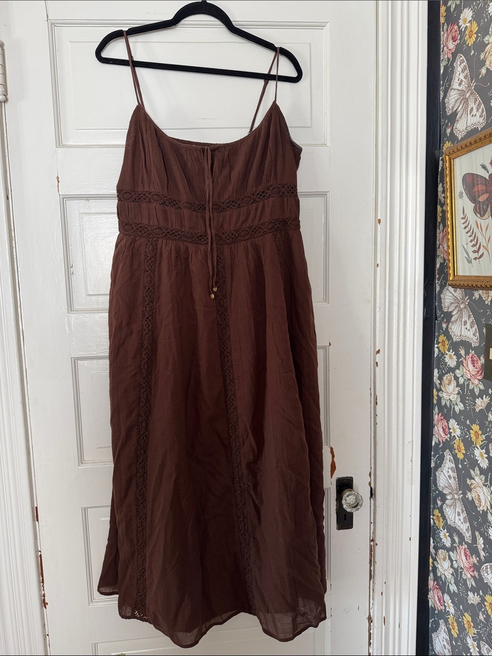 American Eagle Outfitters Chocolate Brown Maxi Dress with Spaghetti Straps
